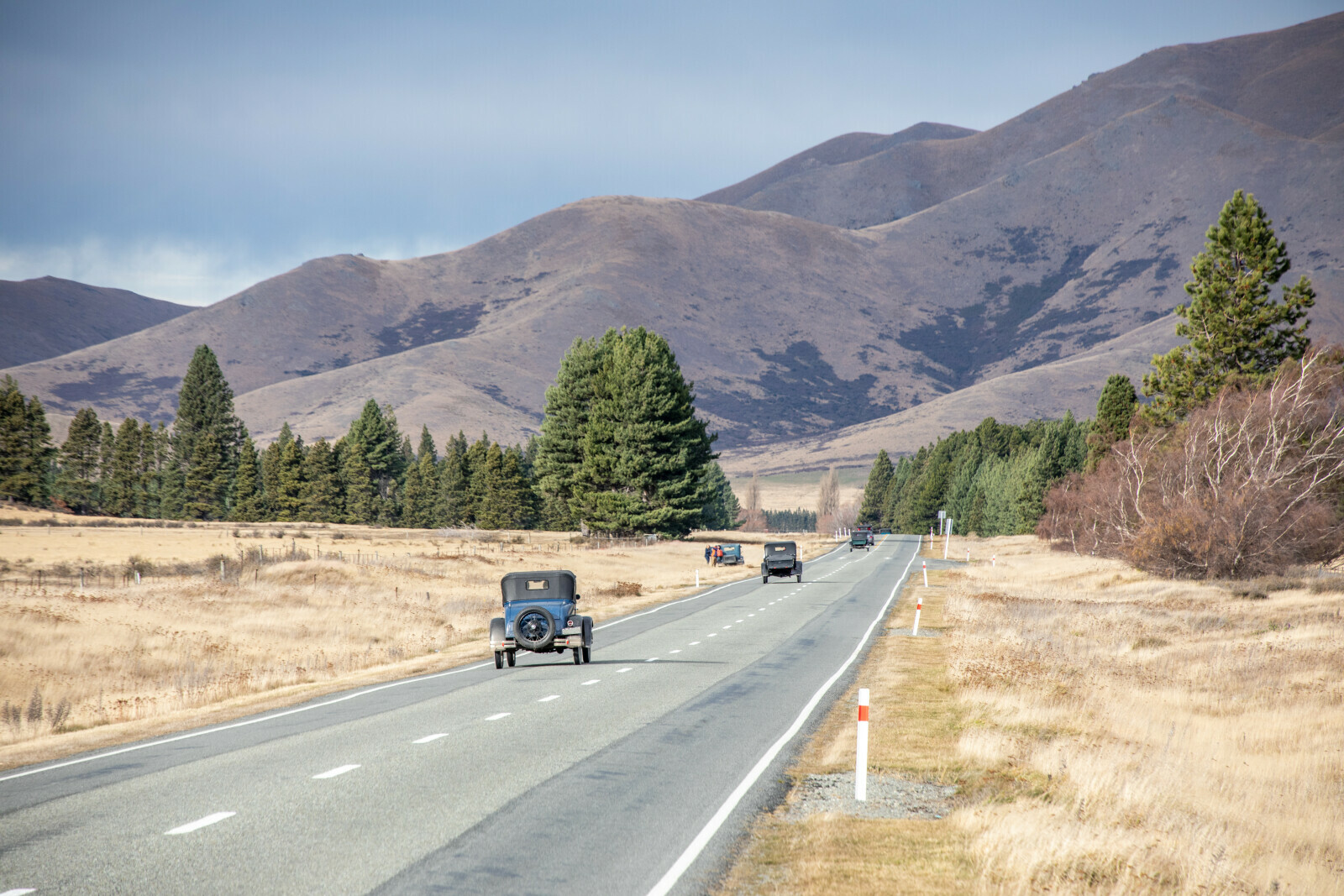Mercedes Sprinter on the road through the Mackenzie Basin