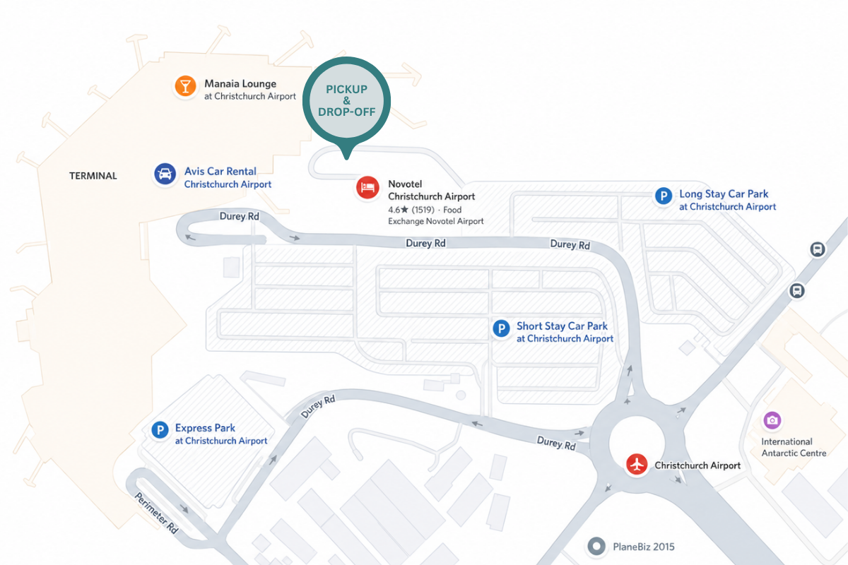 Christchurch Airport bus parking area