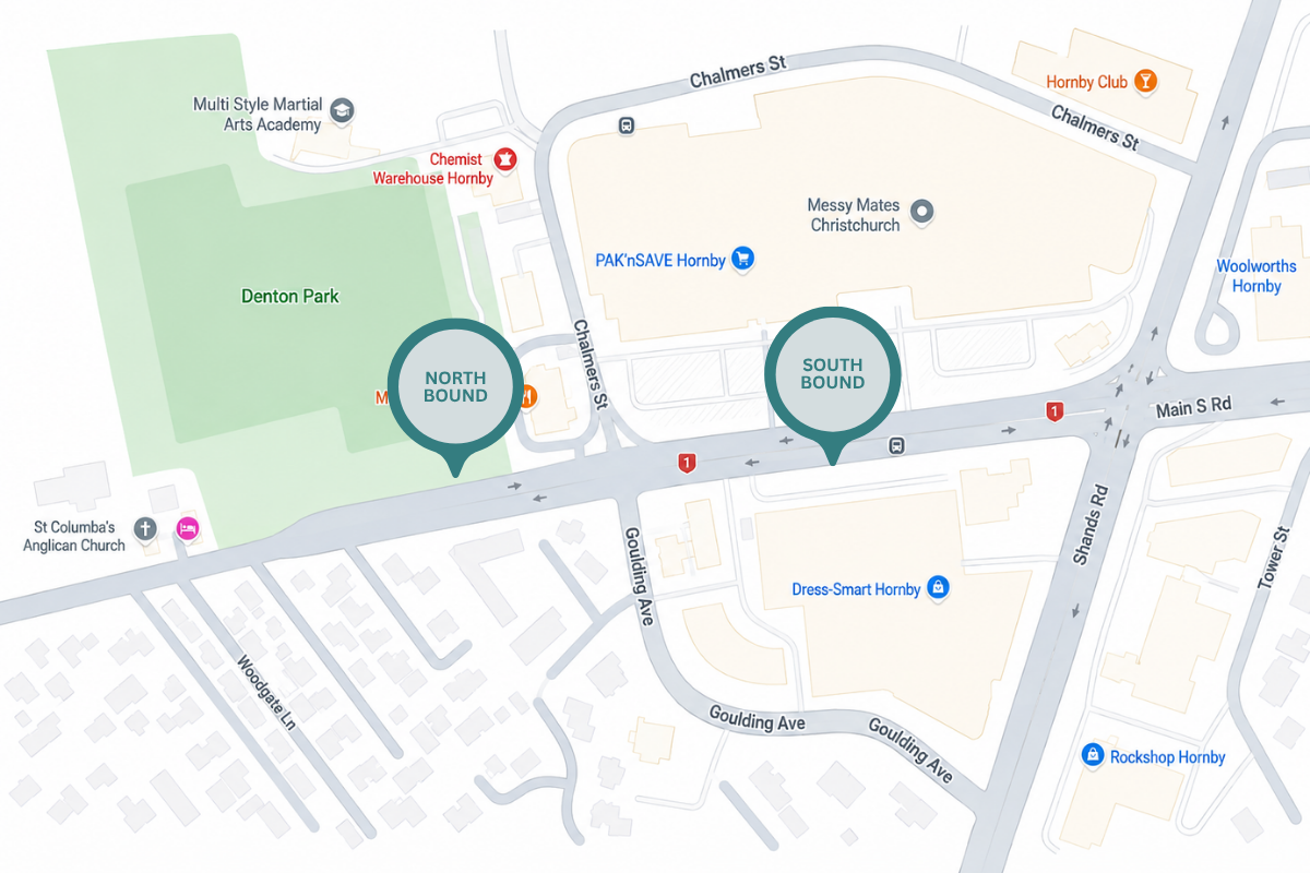 Christchurch Hornby pickup location map