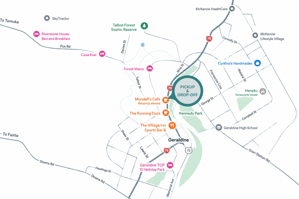 Geraldine pickup location map