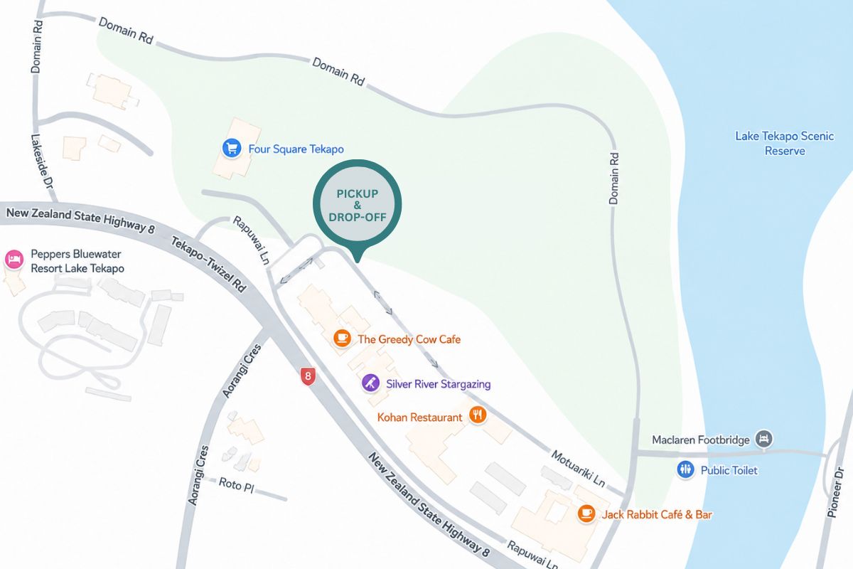 Lake Tekapo pickup location map